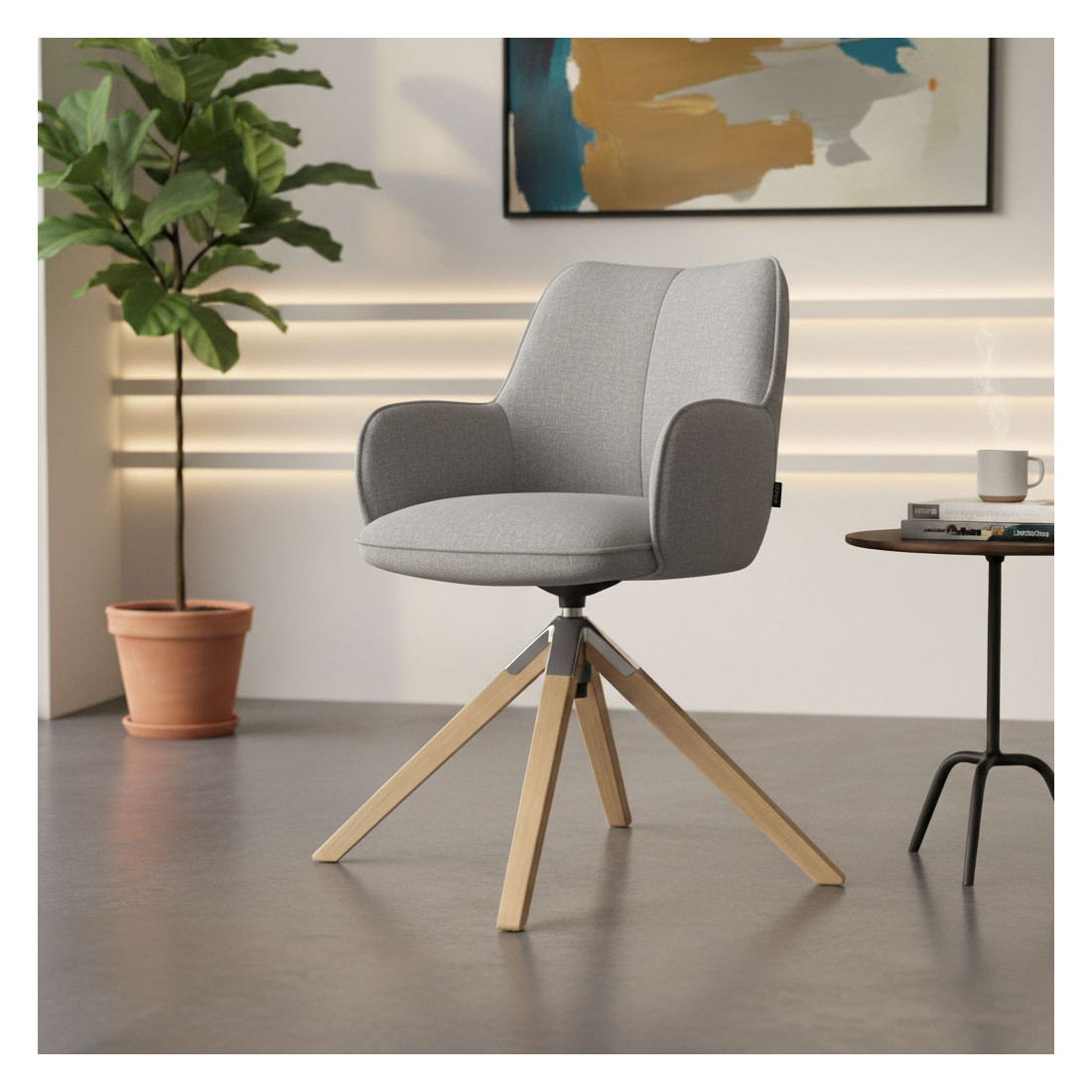 silla confidente gris gala giratoria madera 2