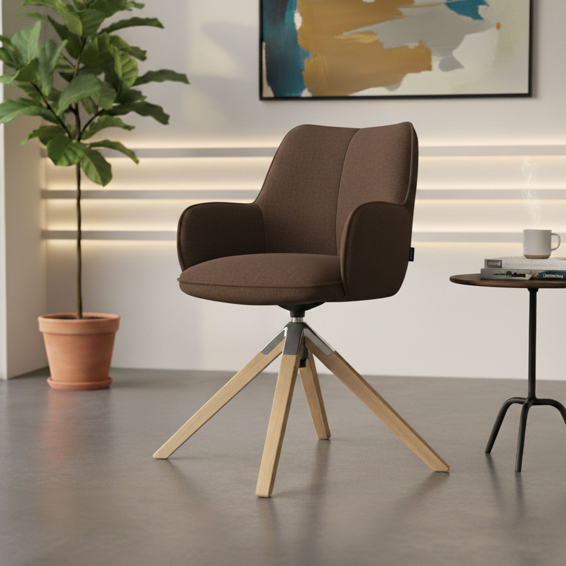 silla confidente marron gala giratoria madera 2