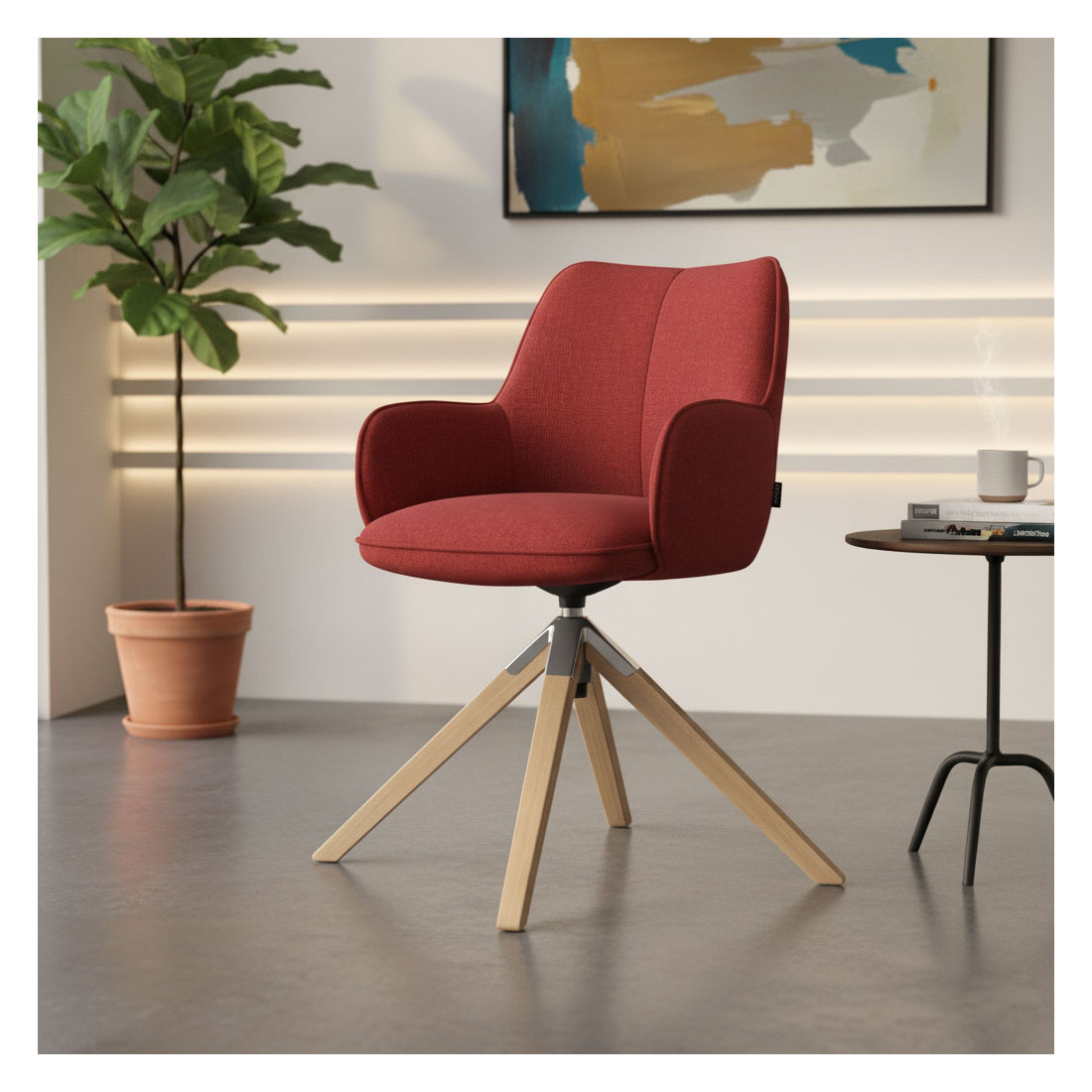 silla confidente rojo gala giratoria madera 2