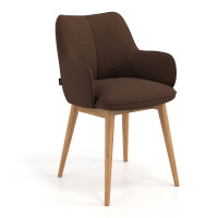 Silla de visitas Gala, estructura 4 patas, base de madera - Marron