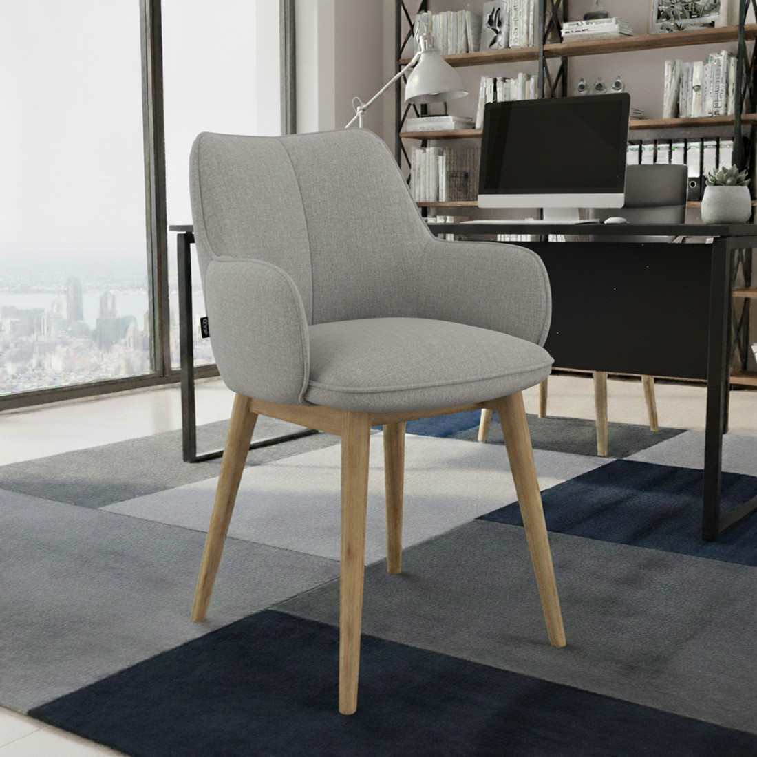 silla confidente gris gala 4 patas madera 2