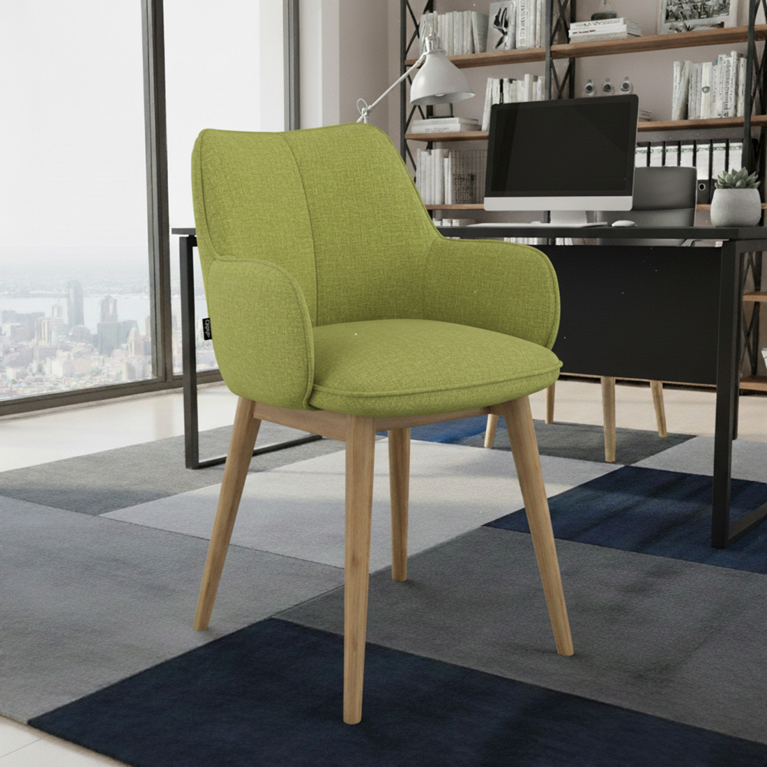 silla confidente verde gala 4 patas madera 2