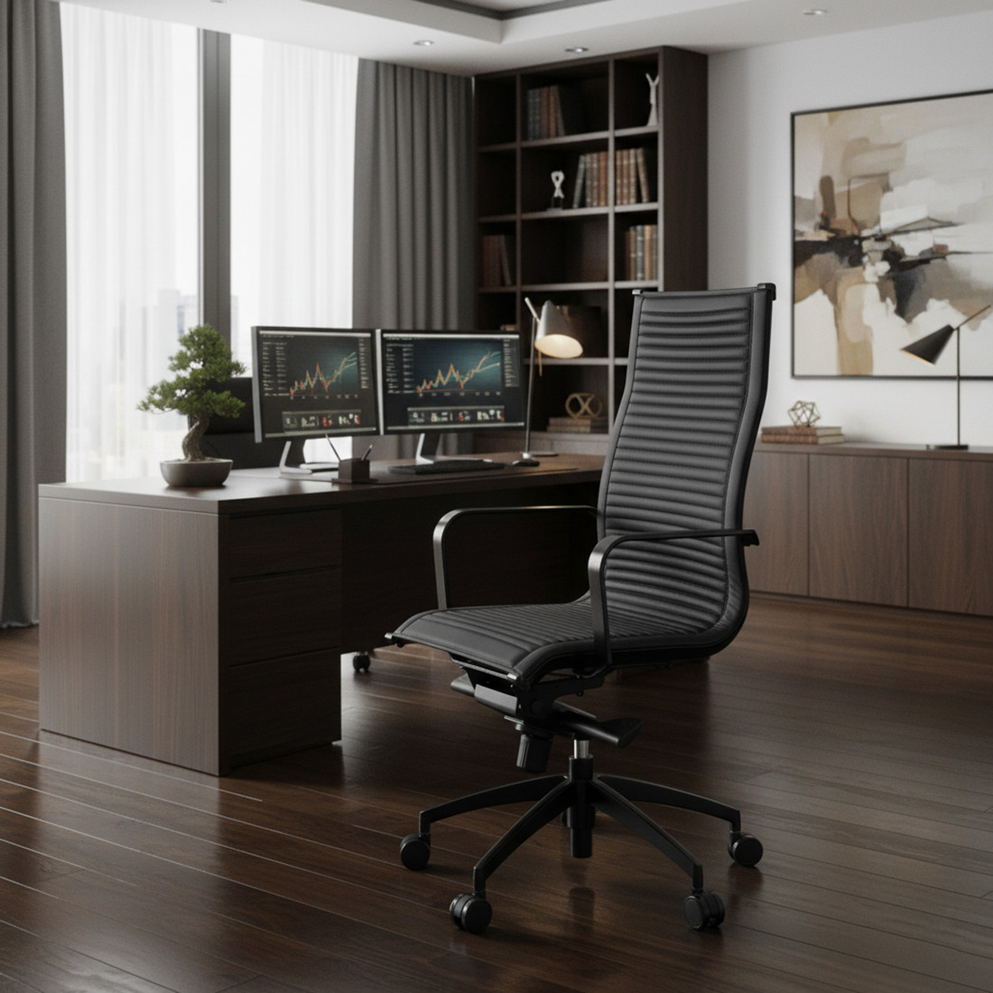 sillon de oficina negro croma estructura negra ecopiel piel sintetica 2