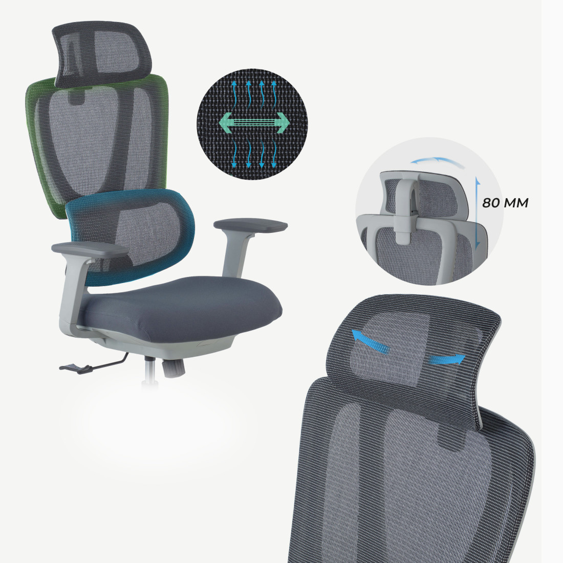 silla ergonomica gris motion malla 9