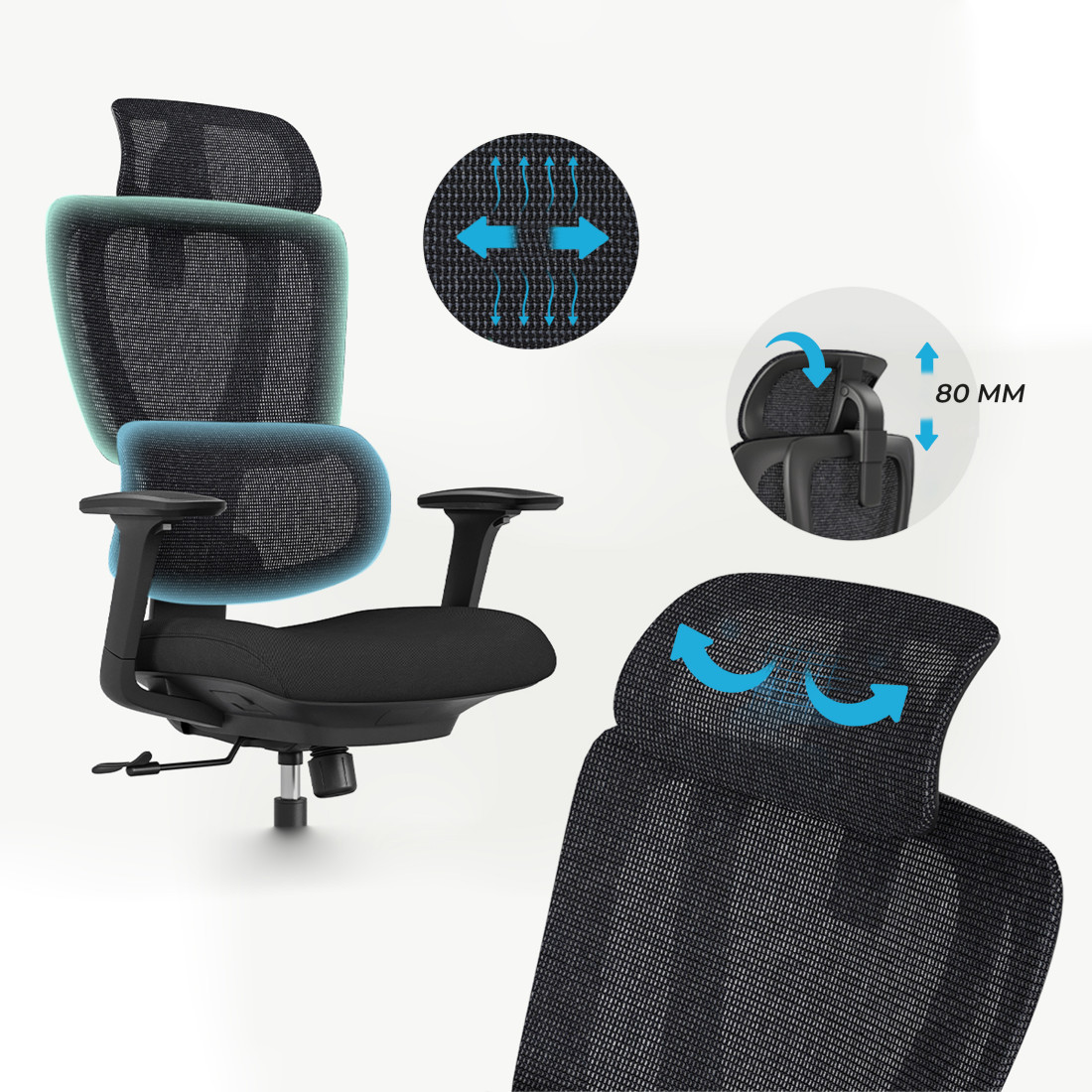 silla ergonomica negro motion malla 12