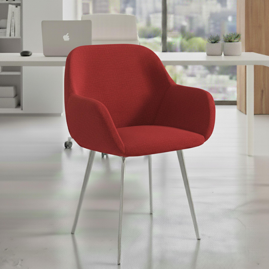 silla confidente rojo moon 4 patas 2