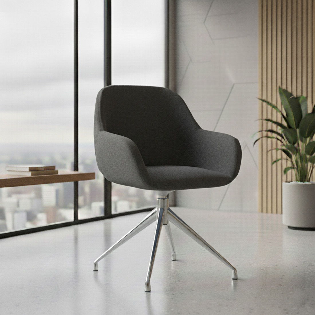 silla confidente antracita moon giratoria 2