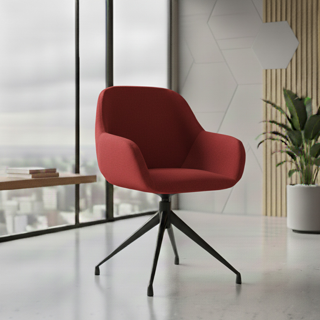silla confidente rojo moon giratoria 2