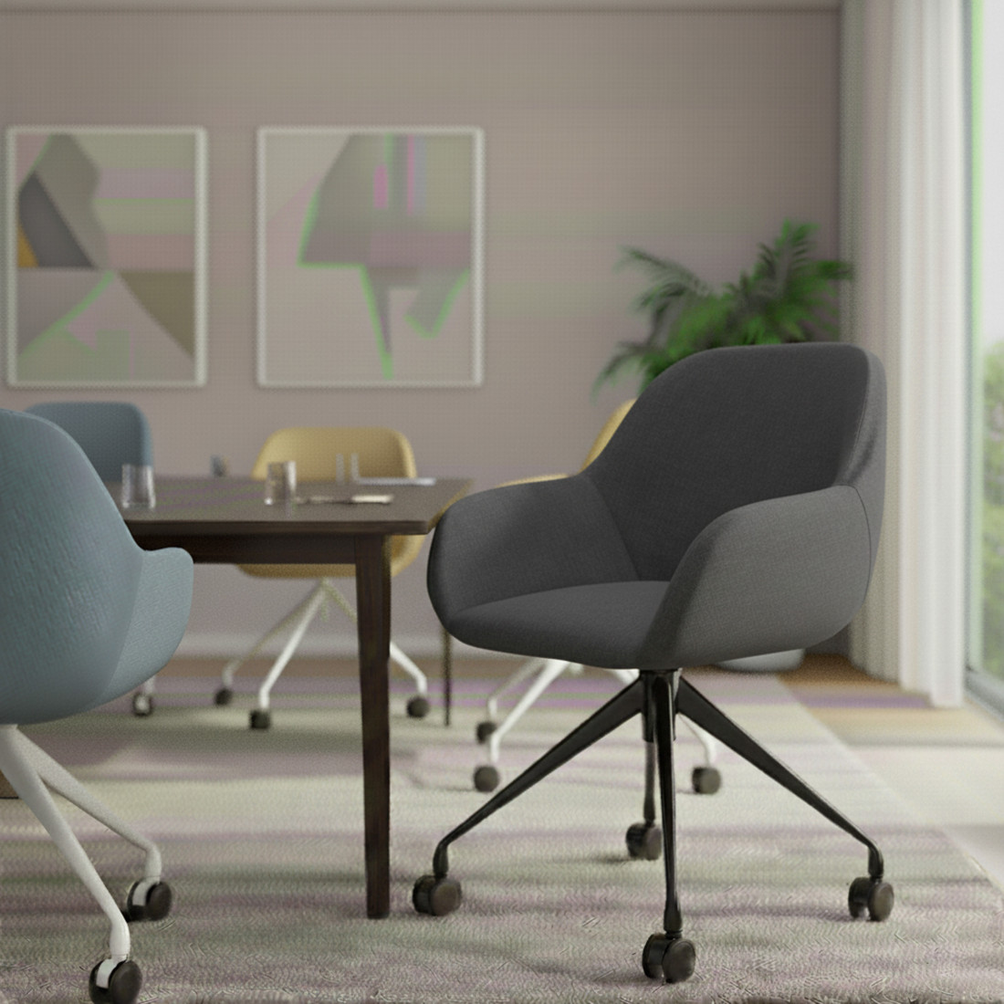 silla confidente antracita moon giratoria con ruedas 2