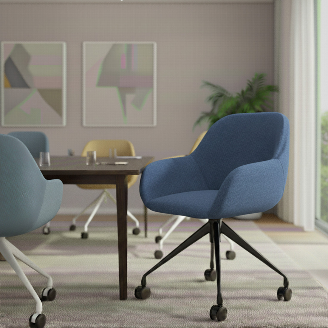 silla confidente azul moon giratoria con ruedas 2