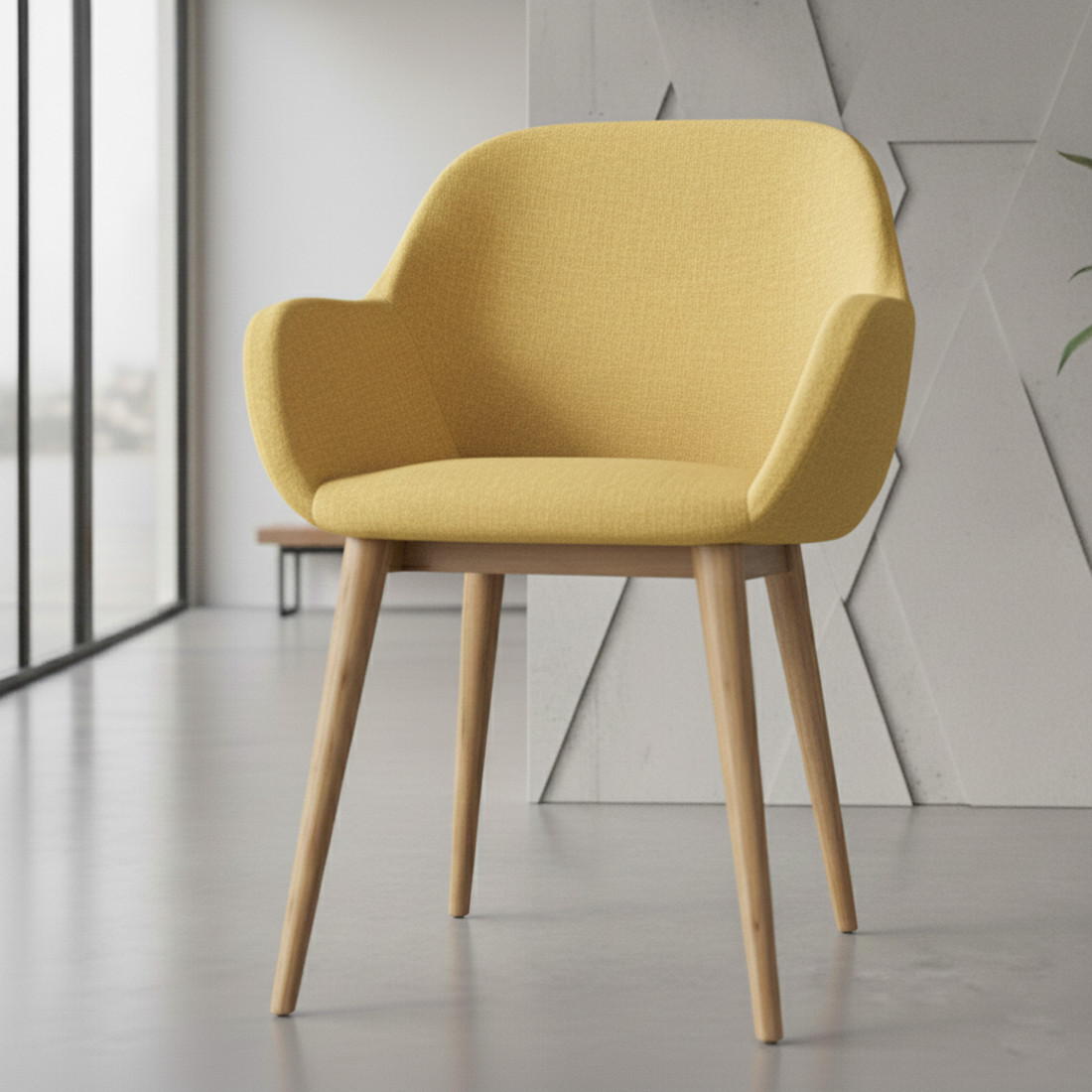 silla confidente amarillo moon 4 patas madera 2