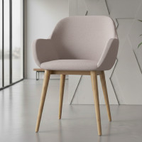 Silla confidente Moon 4 patas madera maciza - Beige Second image