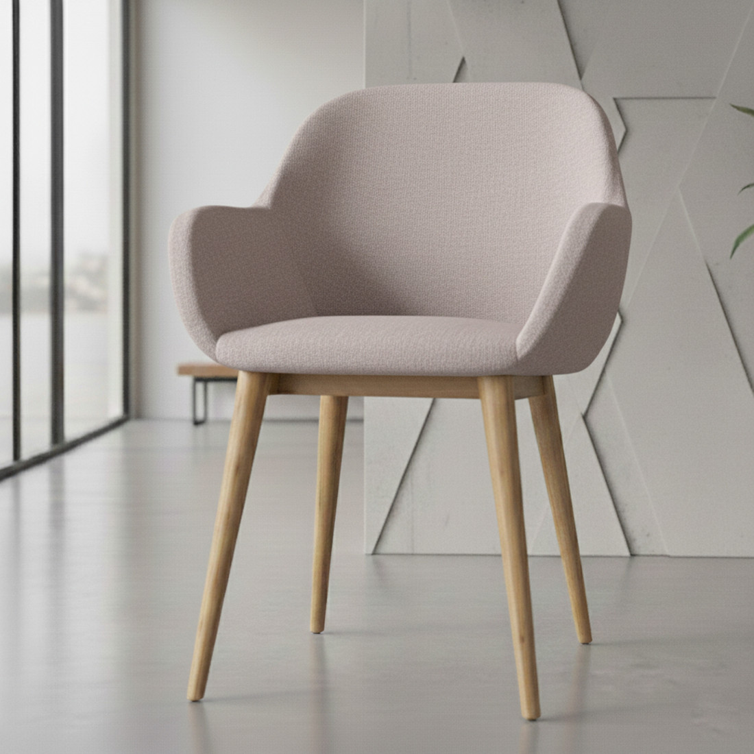 silla confidente beige moon 4 patas madera 2