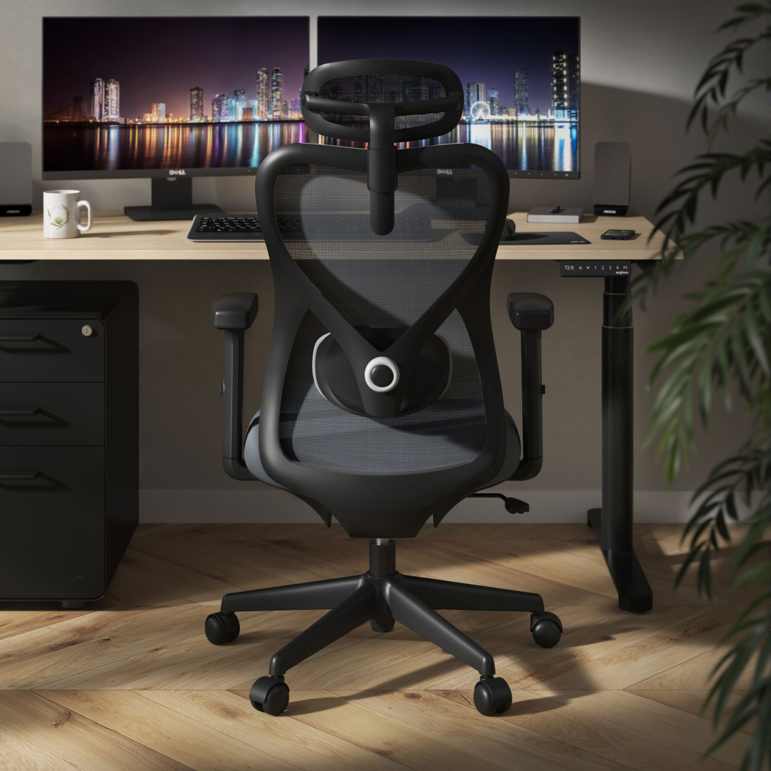 silla ergonomica gris prime estructura negra malla 2