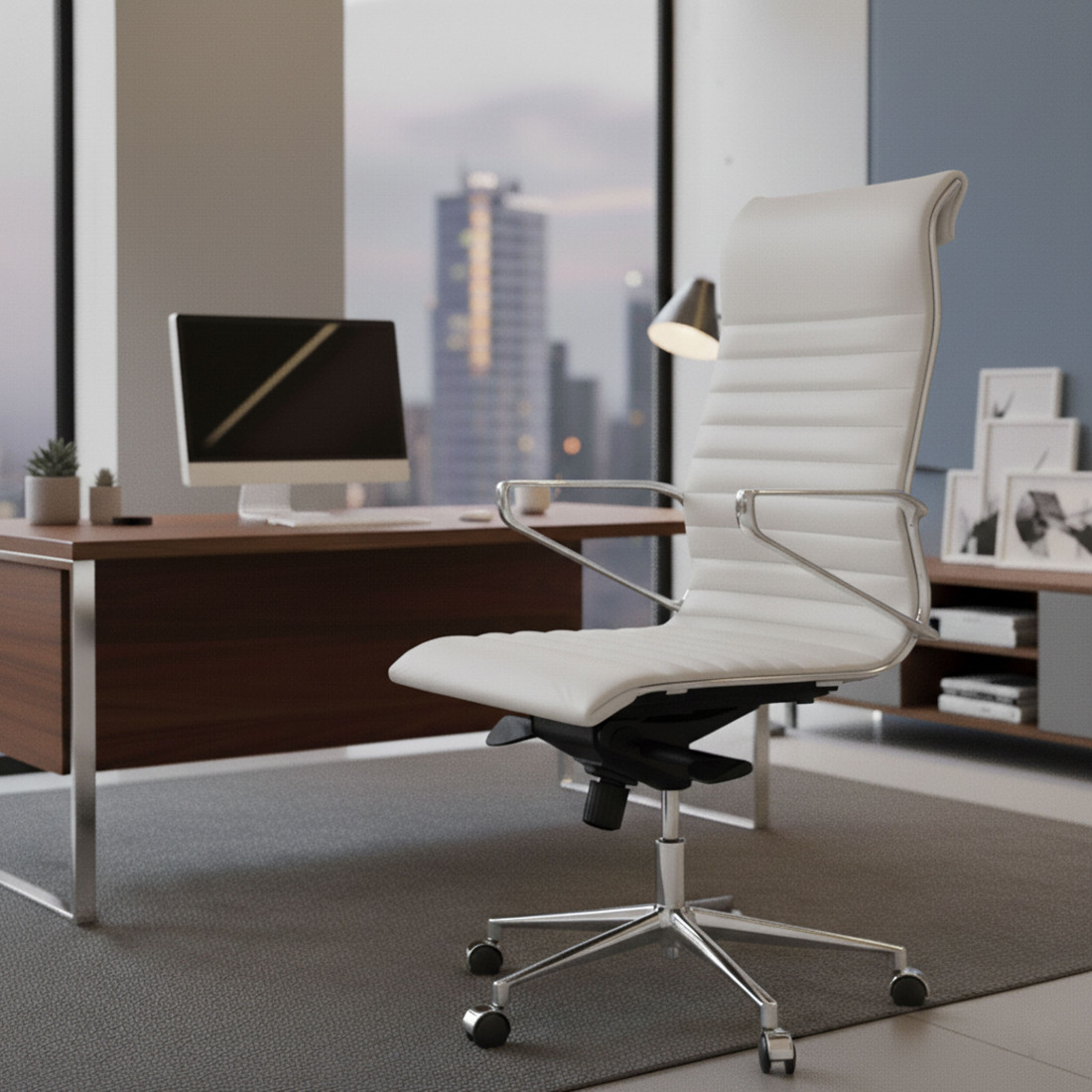 silla ejecutiva blanco forli respaldo alto piel natura piel natural 2