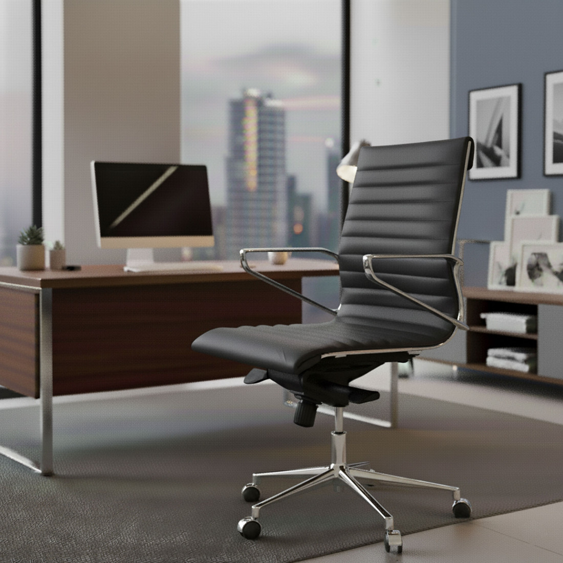 silla ejecutiva negro forli respaldo bajo piel natura piel natural 2