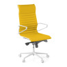 Sillón oficina Diseño Forli, estructura blanca, respaldo alto, ecopiel - Blanco / amarillo