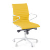 Sillón oficina Diseño Forli, estructura blanca, respaldo bajo, ecopiel - Blanco / amarillo