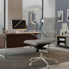 silla ejecutiva blanco gris forli respaldo bajo estructura blanca piel sintetica 2
