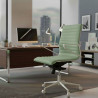 silla ejecutiva blanco verde forli respaldo bajo estructura blanca piel sintetica 2