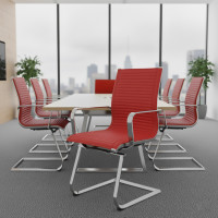 Sillón confidente de oficina Croma, estructura patín - ROJO Second image