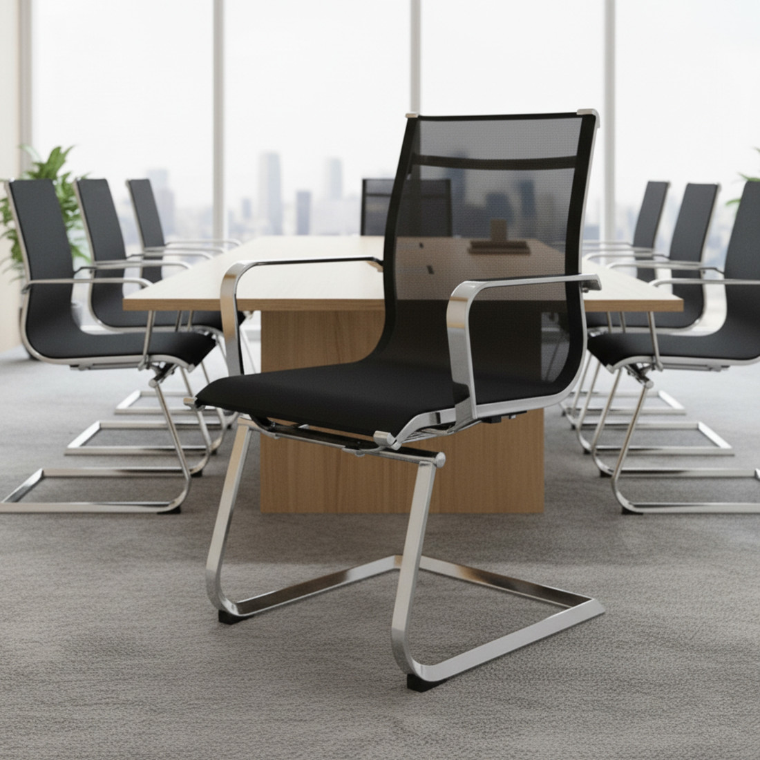 silla confidente negro croma estructura cromada red red 2