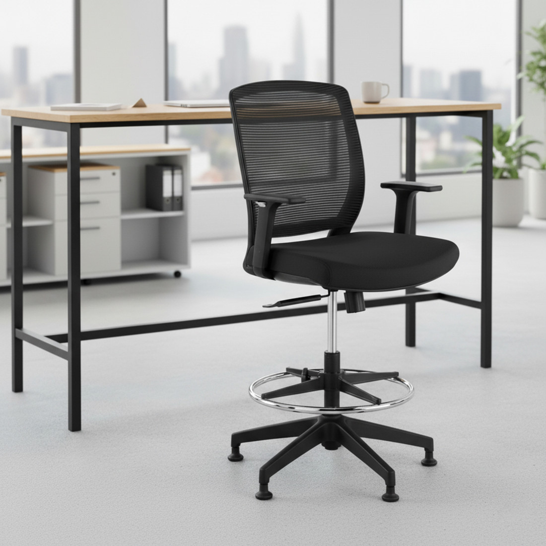 taburete de oficina negro nicole taburete malla 2
