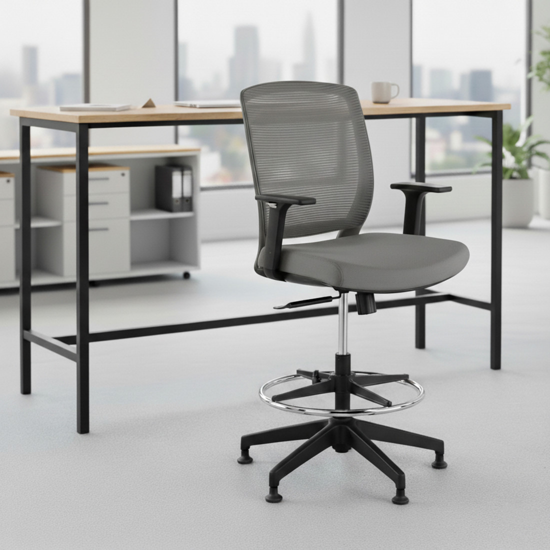 taburete de oficina gris nicole taburete malla 2
