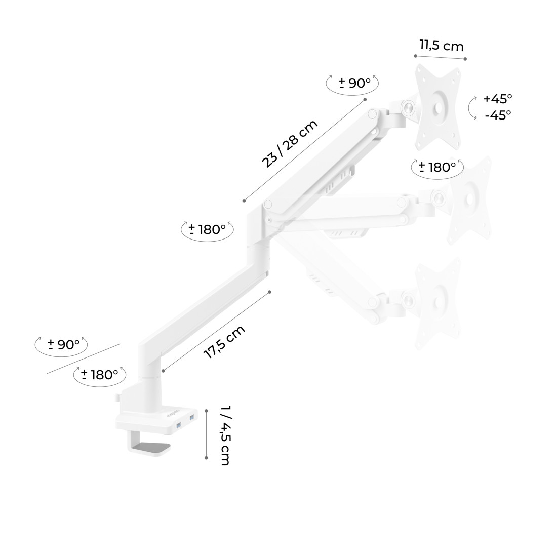 brazo monitor blanco erghos aluminio 6