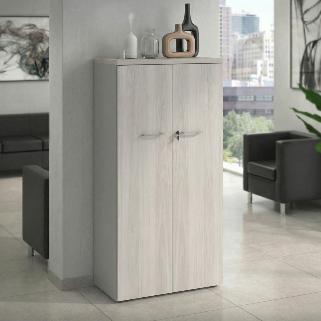 Armario de oficina Basic, medida 155x80cm con puerta