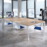 Mesa para coworking Kube doble, encimera continua fondo 166 cm, estructura blanca