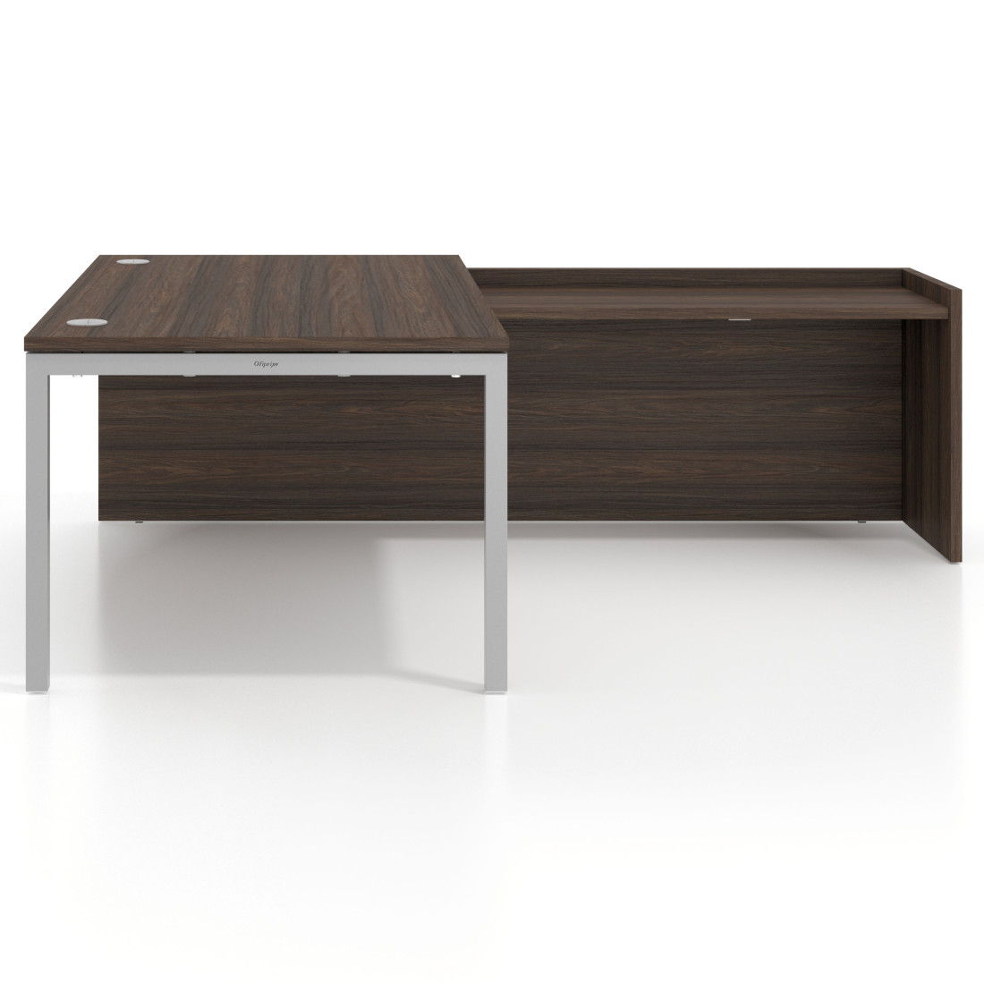 Mesa de dirección en L Kube fondo 100cm con ala WorkPlus estructura aluminio