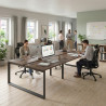 Mesa oficina multipuesto bench Delta doble, fondo 142cm, estructura negra