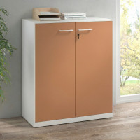 Armario de metal para oficina con puertas de melamina Strong 109x92cm, estructura blanca - TERRACOTA, 109X92 Second image