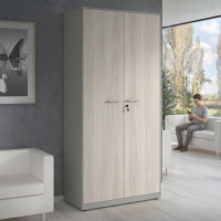 Armario de oficina metálico con puertas de melamina Strong 185x92cm, estructura aluminio - CALIFORNIA, 185X92 Second image