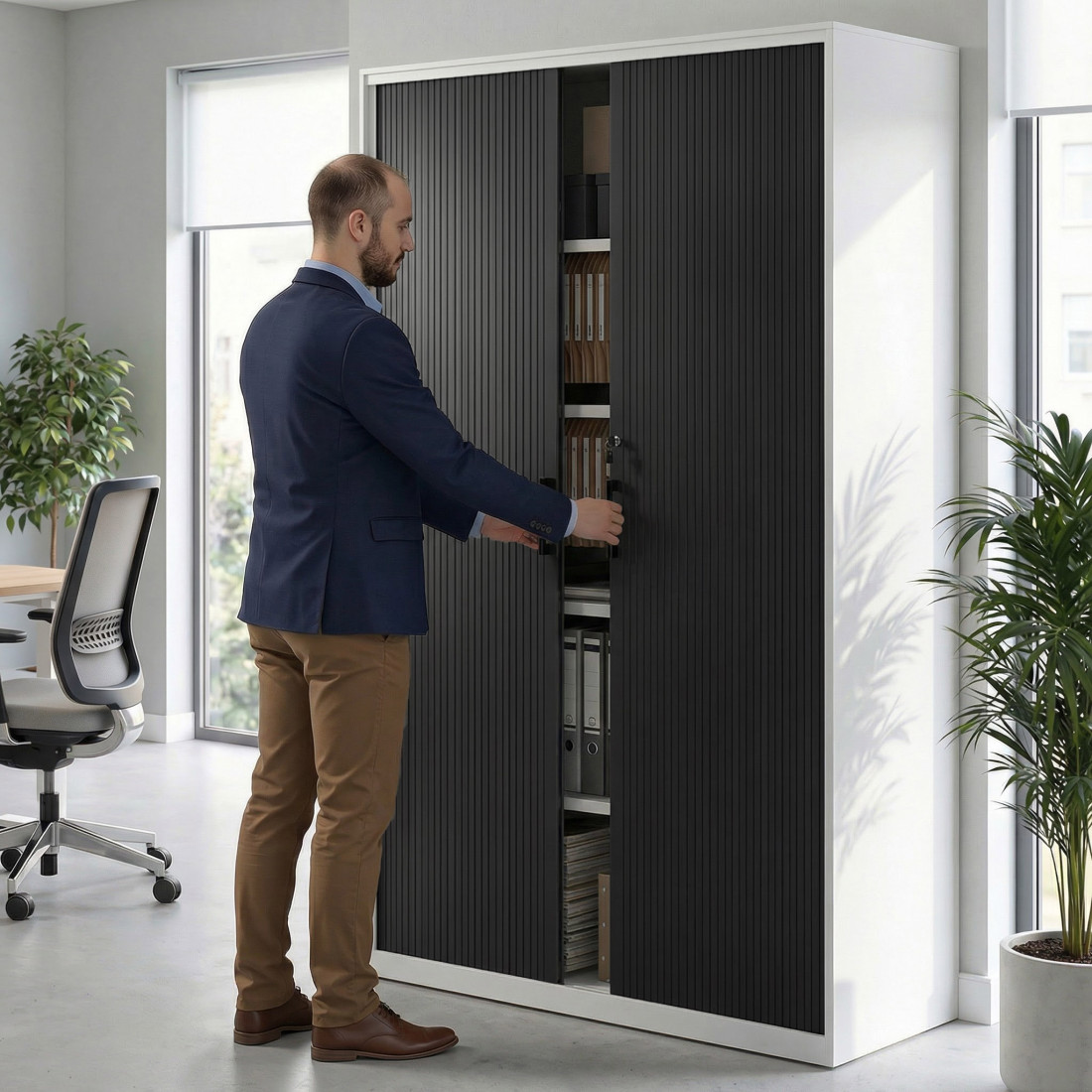 armario de persiana 185x120 negro strong blanco 2