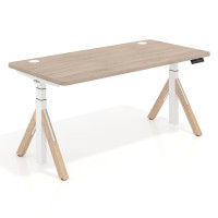Escritorio Elevable Erghos Alpha estructura de madera 4 cantos curvos - SAHARA, 140X80