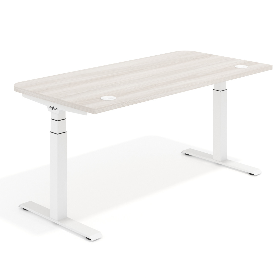 Escritorio Elevable Erghos Motion Pro estructura blanca 2 cantos curvos