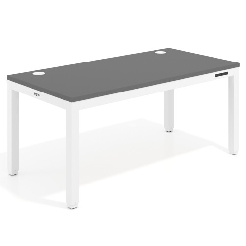 Escritorio Elevable Erghos Quad 4 patas, estructura blanca canto recto - GRIS TORMENTA, 160X80