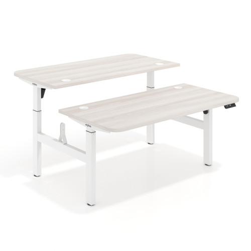 Mesa Multipuesto Elevable eléctrica Erghos Motion estructura blanca 2 cantos curvos - 120x166