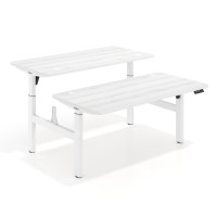 Mesa Multipuesto Elevable eléctrica Erghos Motion estructura blanca 4 cantos curvos - ALBO, 160x166