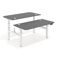 Mesa Multipuesto Elevable eléctrica Erghos Motion Pro estructura blanca 2 cantos curvos - GRIS TORMENTA, 120x166