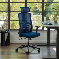 Silla de oficina Tekno, respaldo ergonómico, mecanismo sincronizado - AZUL Second image