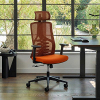 Silla de oficina Tekno, respaldo ergonómico, mecanismo sincronizado - Naranja Second image