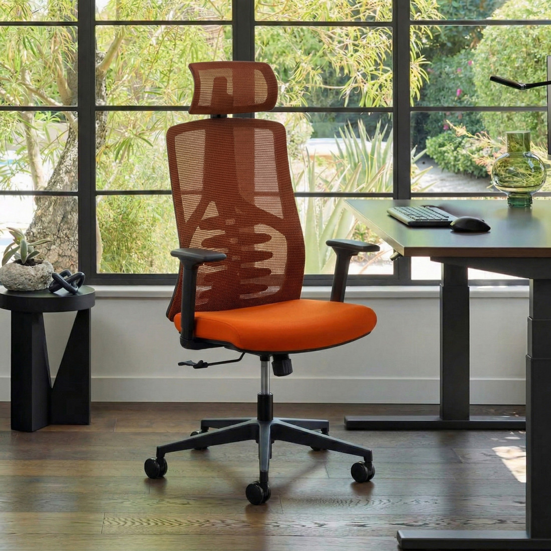 silla ergonomica naranja tekno malla 2