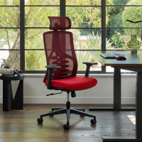 Silla de oficina Tekno, respaldo ergonómico, mecanismo sincronizado - ROJO Second image