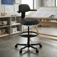 Taburete de Oficina Ergonómico erghos, asiento reclinable, giratorio - NEGRO Second image