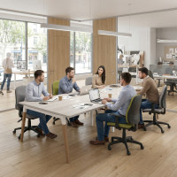 Mesa para reuniones Arki doble con fondo 126 cm, coworking, sobre recto - CALIFORNIA, 240x126 Second image