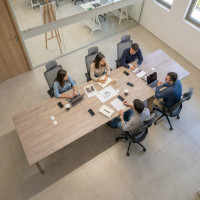 Mesa para reuniones Arki triple con fondo 126 cm, coworking, sobre recto - SAHARA, 360x126 Second image
