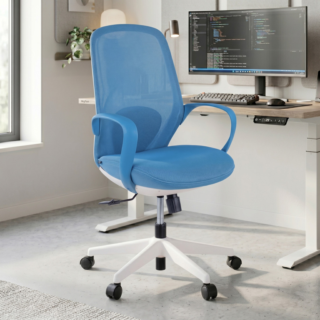 silla giratoria azul shell malla 2